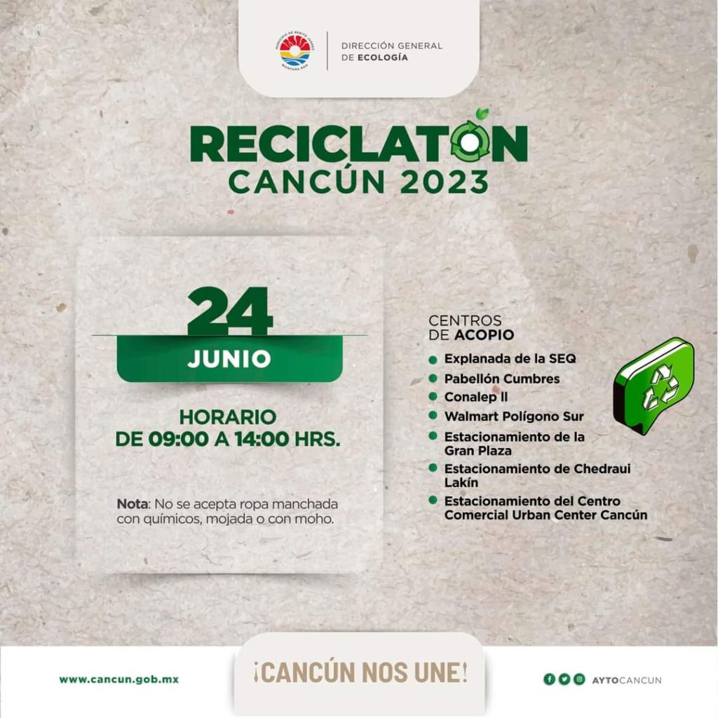 El gobierno municipal, a través de Ecología, exhortó a la población a participar en la décima segunda jornada de “Reciclatón” en el año.