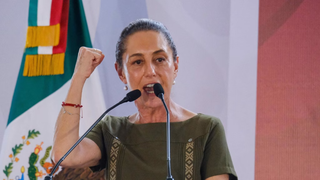 Claudia Sheinbaum durante un mensaje político relacionado con Morena y las elecciones Quintana Roo 2027