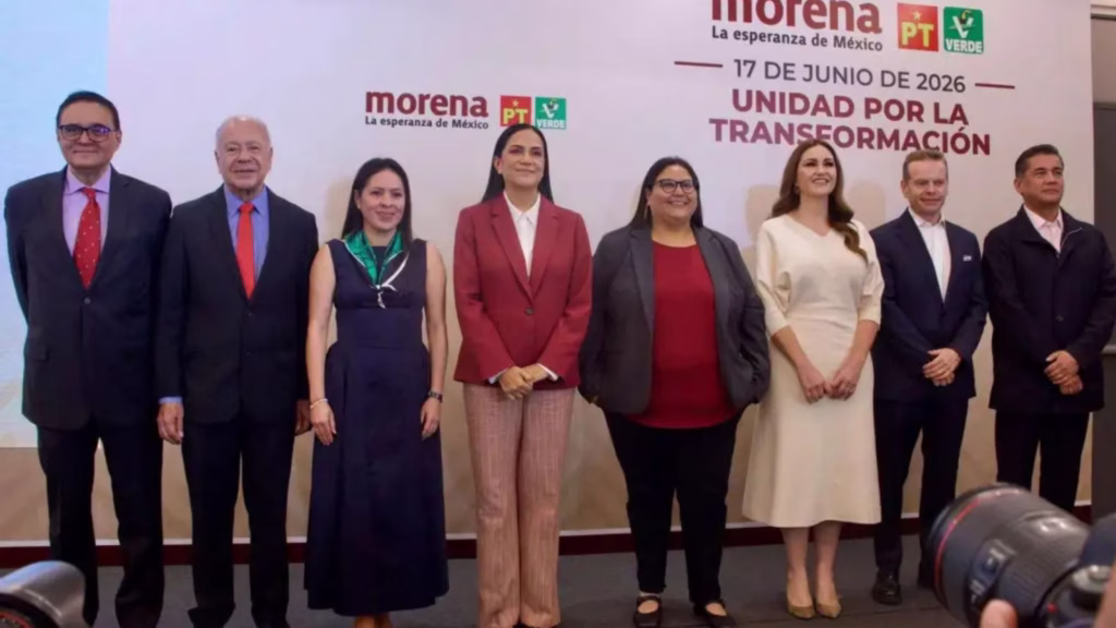 Dirigencias nacionales de Morena, PVEM y PT durante la presentación de la ruta conjunta rumbo a las elecciones de 2027.