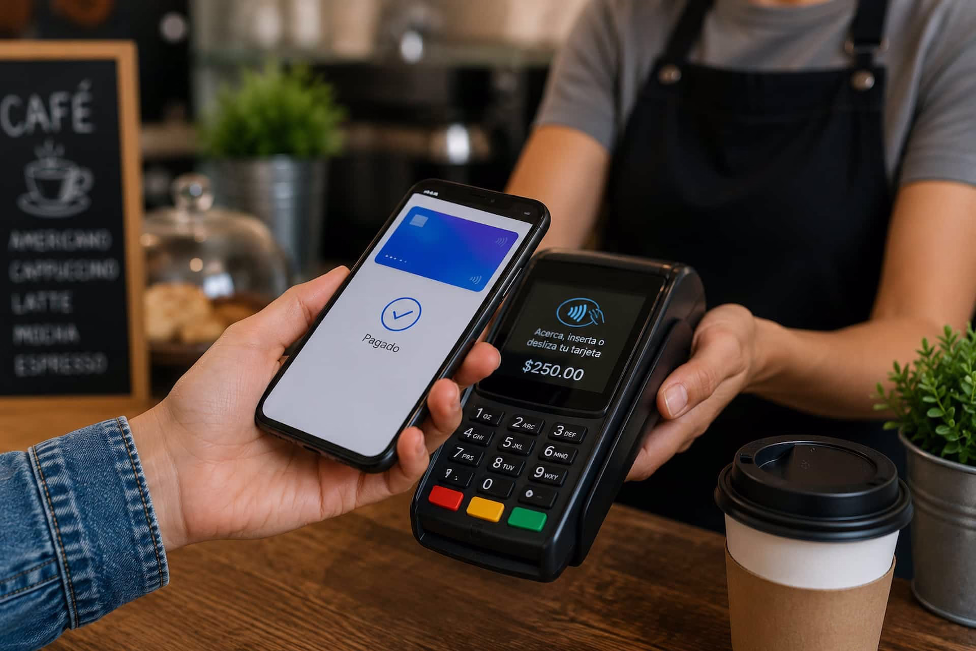 Persona realiza un pago con su teléfono celular, una de las actividades cotidianas que dependen del servicio móvil en México.