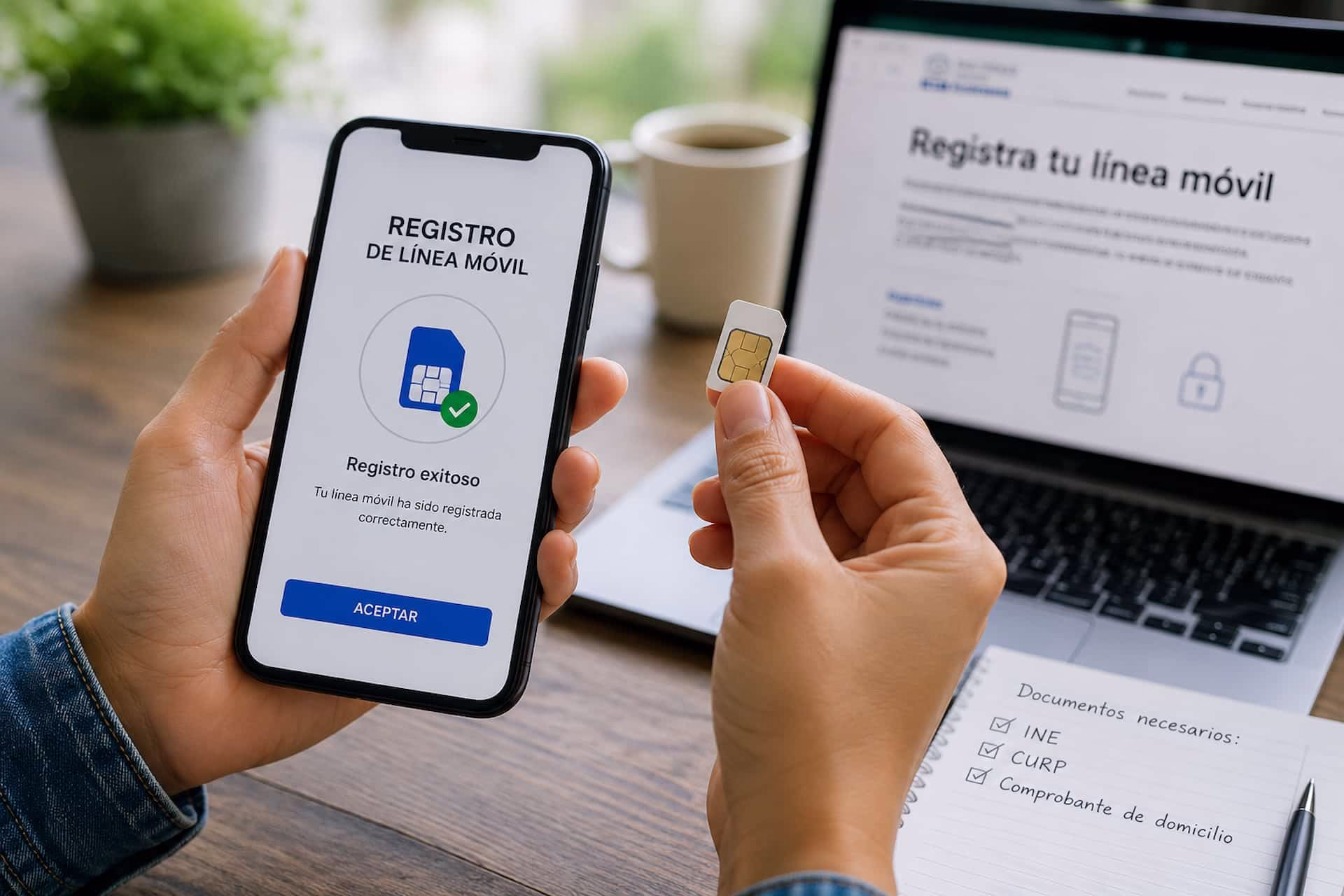 Usuario realiza el registro de celulares en México mediante una plataforma digital para vincular su línea telefónica.