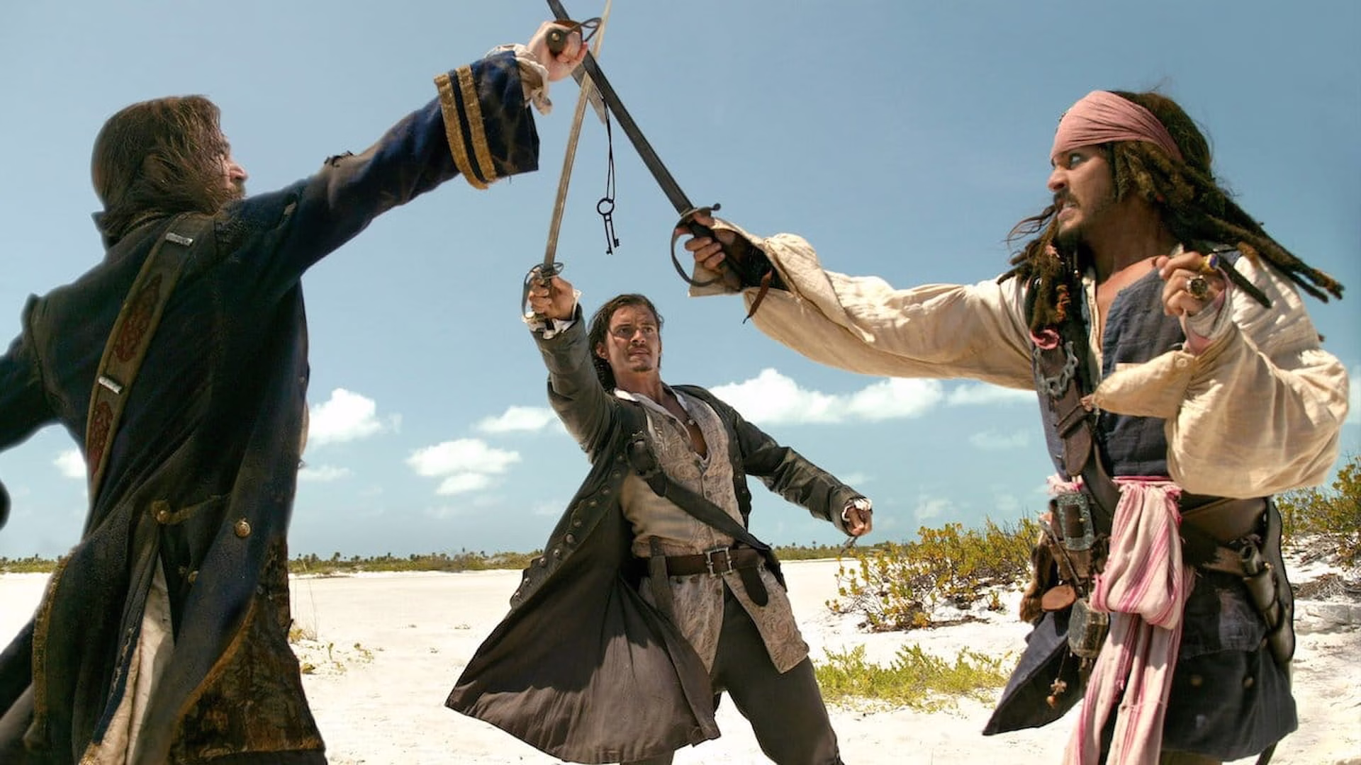 Jack Sparrow y Will Turner protagonizan una de las secuencias más icónicas de El cofre de la muerte.