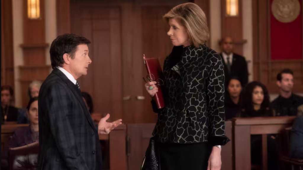Michael J. Fox durante una escena de The Good Wife, serie en la que interpretó al abogado Louis Canning.