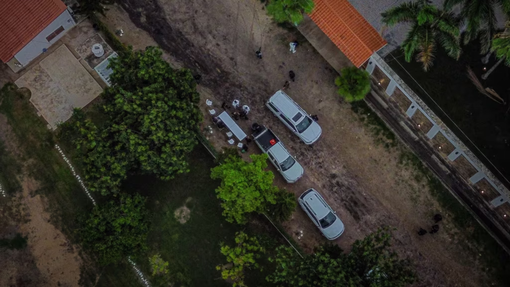 Vista aérea de diligencias realizadas en la finca de Huertos del Pedregal