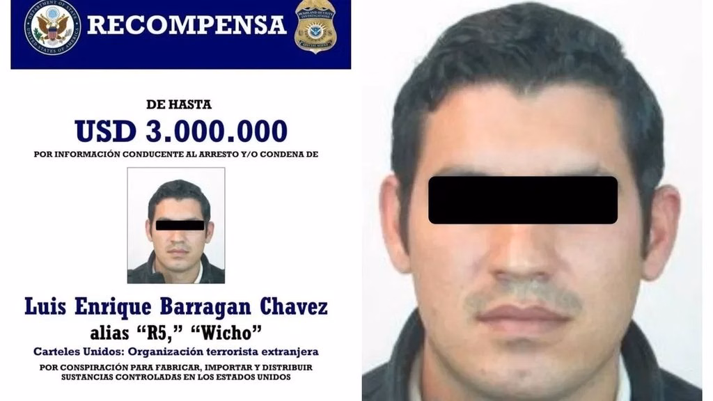 Estados Unidos ofrecía hasta 3 millones de dólares por información relacionada con Luis Enrique Barragán Chávez, “R5” o “Wicho”.