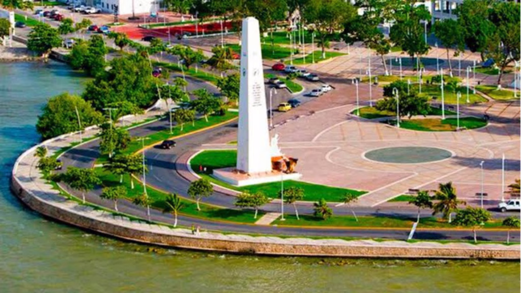 Vista aérea de una zona emblemática de Chetumal, Quintana Roo