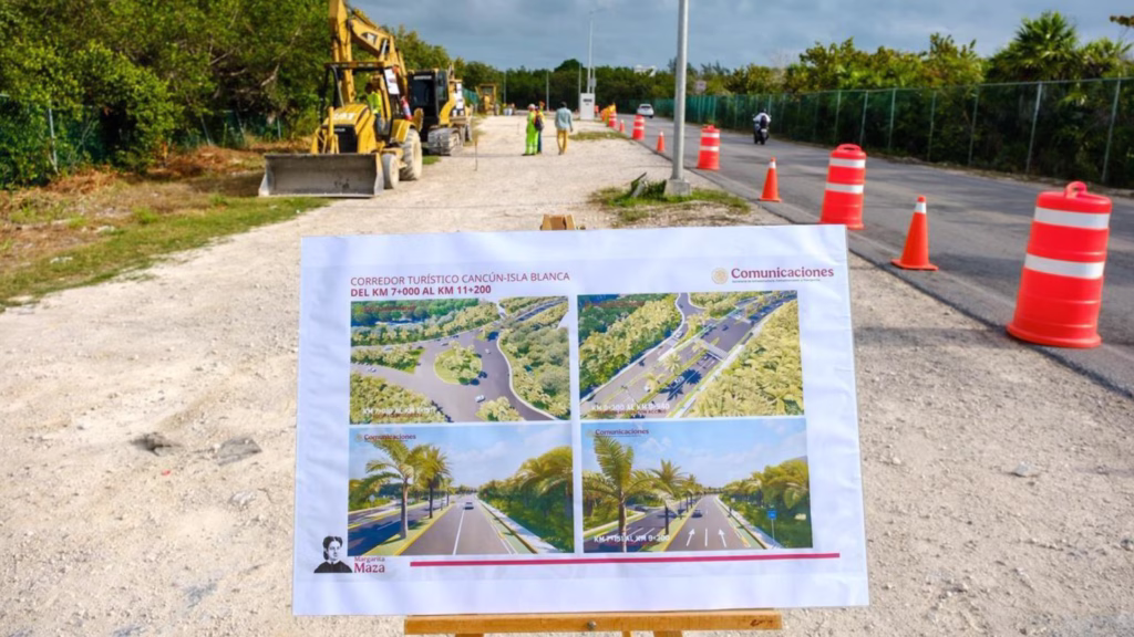 Obras de modernización de Cancún–Isla Blanca dentro del programa carretero federal en Quintana Roo.